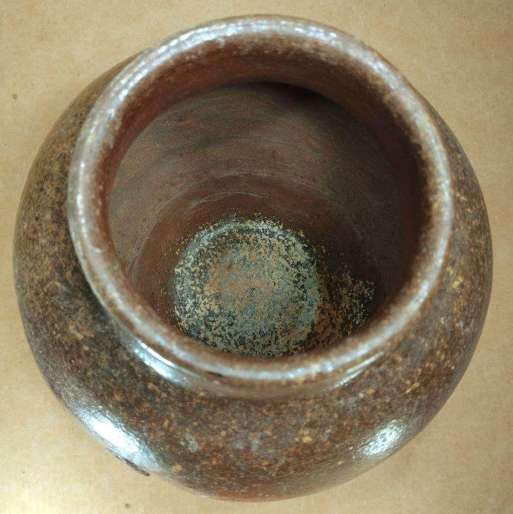 越前花入裏千家十六代 坐忘斎 書付箱 古越前(推定江戸期) 蹲 壷 六古窯