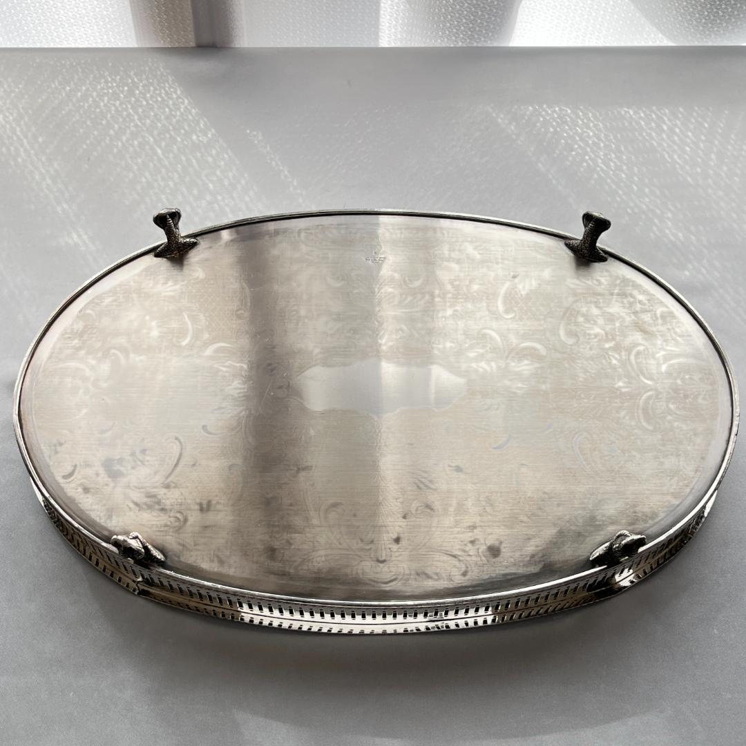 【英国】 ギャラリートレー オーバル型 41cm 装飾フット