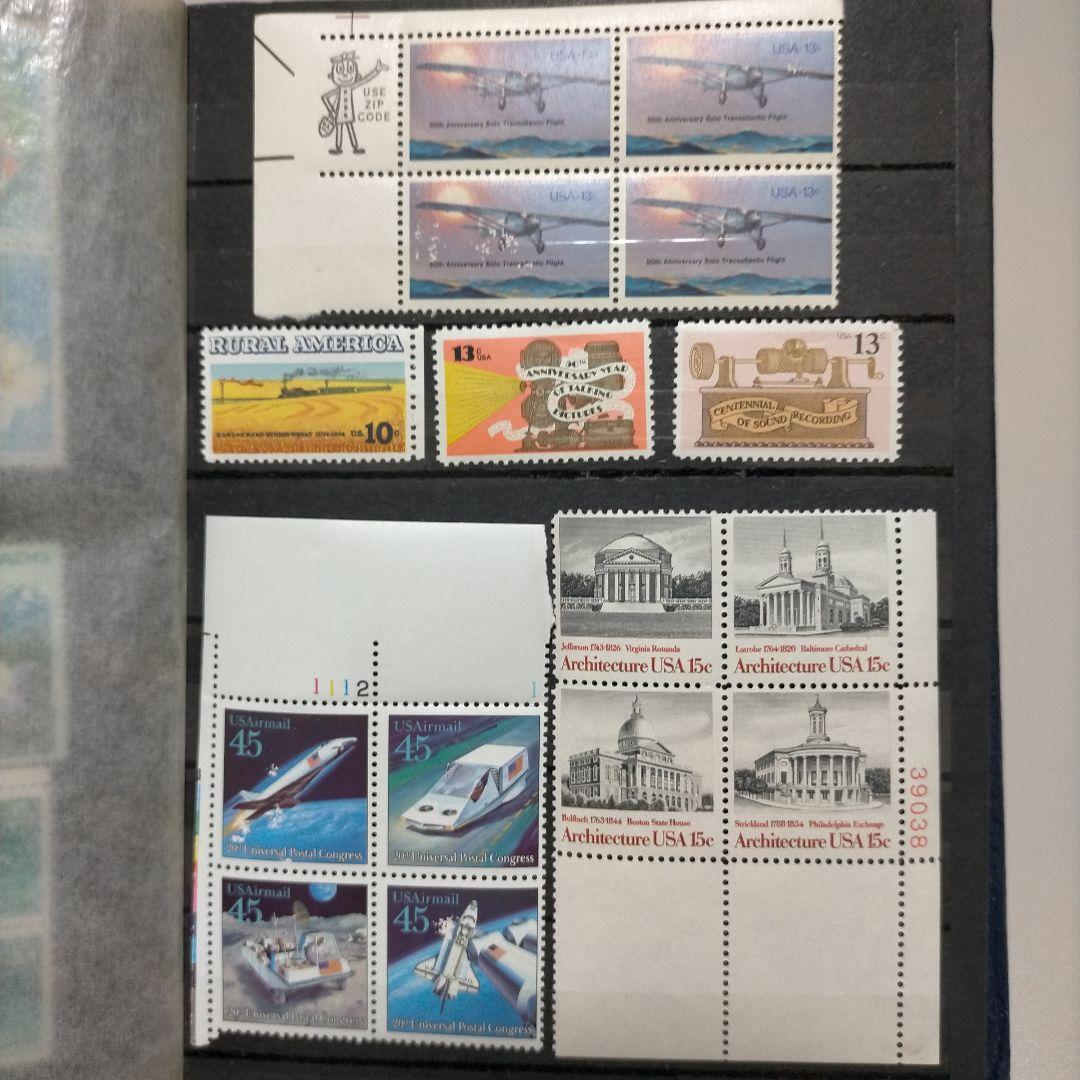 2115 外国切手 アメリカ 大量16ページ分未使用 田型多数 アルバム付き