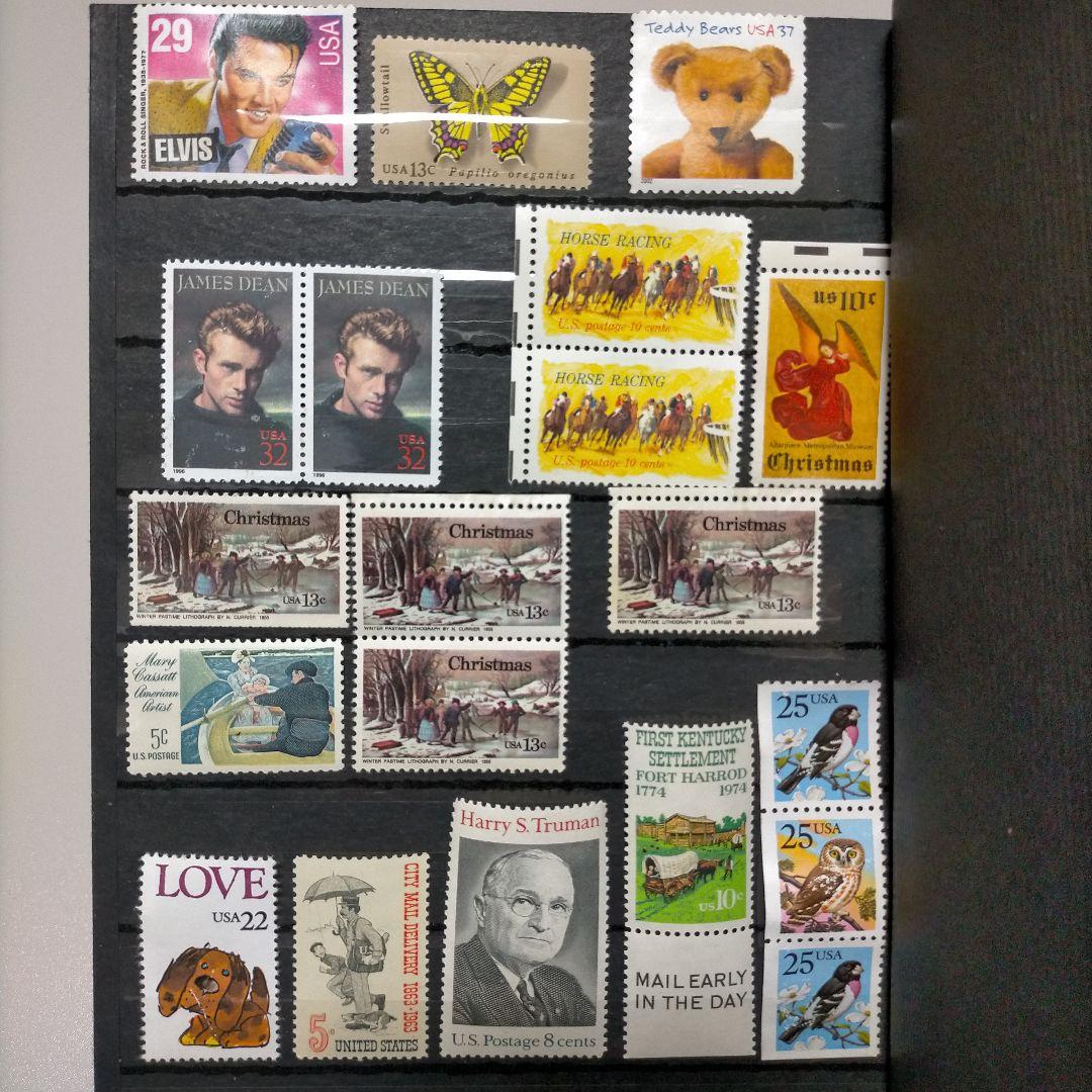 2115 外国切手 アメリカ 大量16ページ分未使用 田型多数 アルバム付き