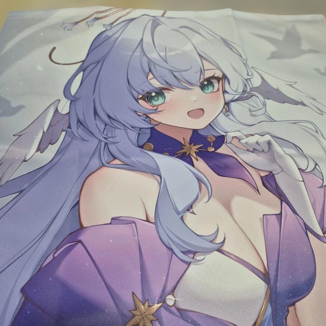 スターレイル、ロビンB2タペストリーアニメキャラクター イラスト 水色髪 紫衣装