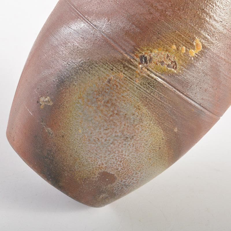 茶道具　備前焼　木村陶峰造　肩衝茶入　仕覆付　共箱　V　6616