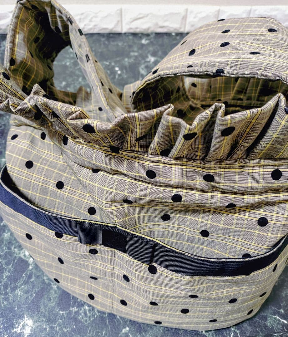 グレンチェックドットスリングM＋お揃いカフェマットの2点セット ボンボンコピーヌ