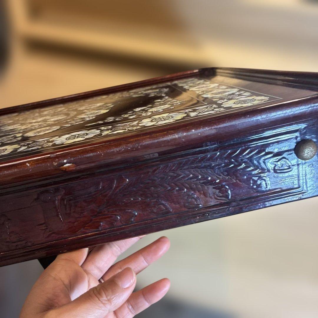 希少　折り畳み式 螺鈿細工 ローテーブル 和家具 伝統工芸　送料込