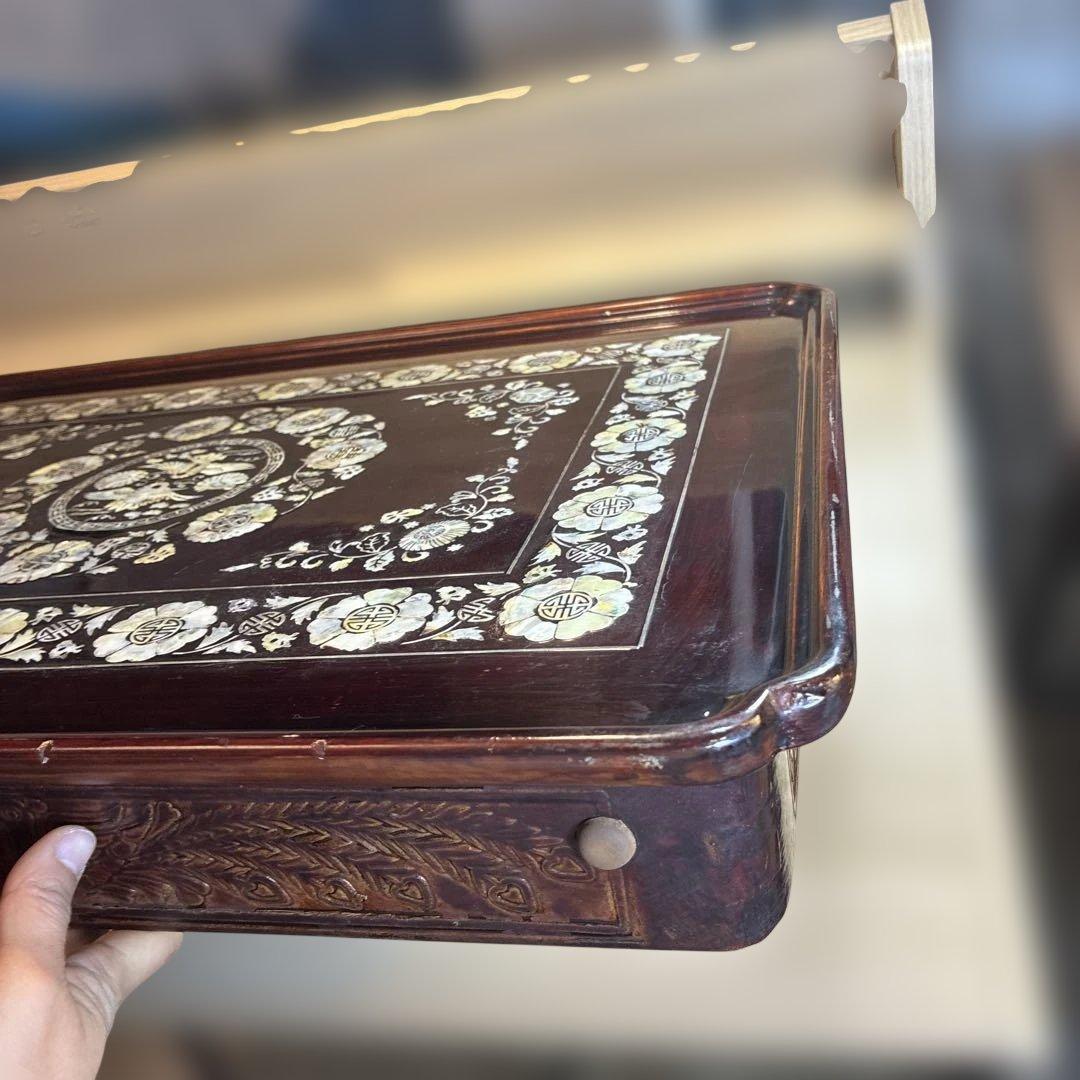 希少　折り畳み式 螺鈿細工 ローテーブル 和家具 伝統工芸　送料込