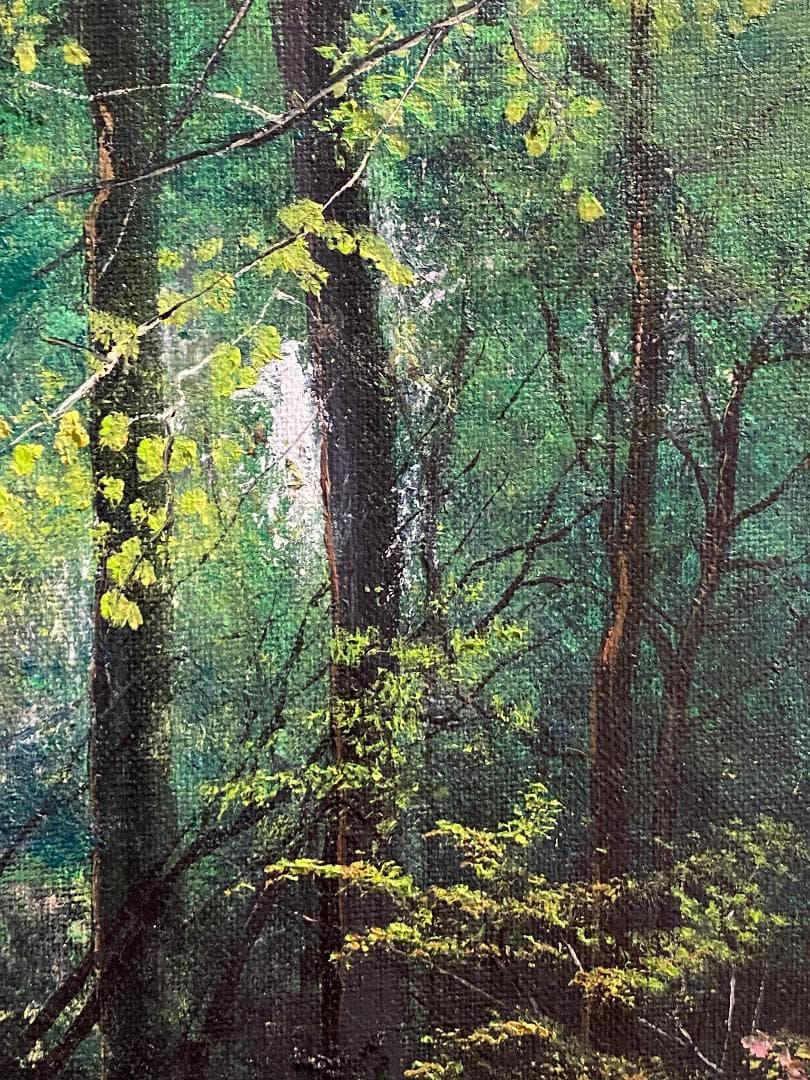 「真作」北川欽造「三乱の流れ」風景画　絵画　油彩画　額装　サイン有り　F10号