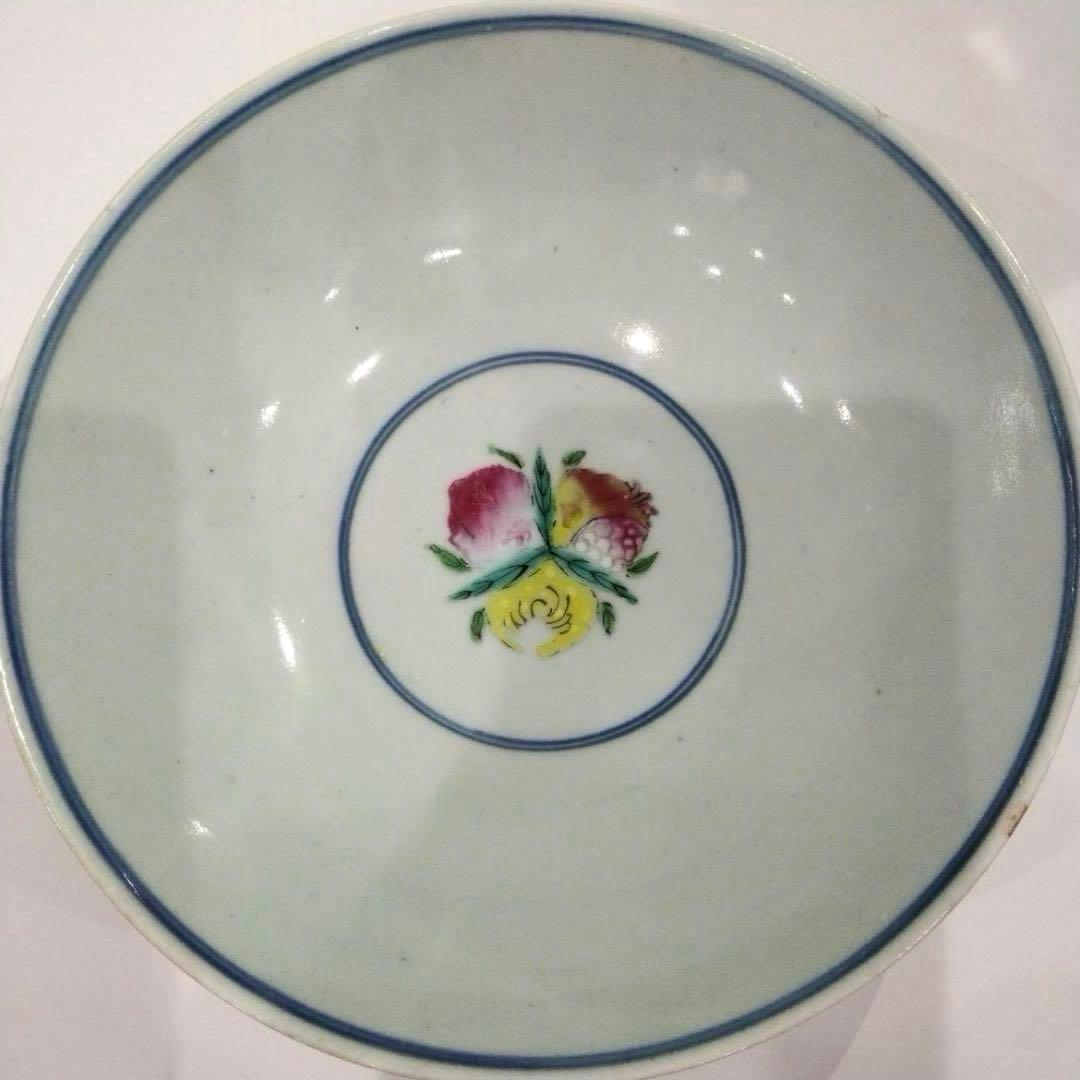 清時代 骨董品 粉彩 茶碗 南京色絵花卉文鉢唐物 古染付 煎茶碗