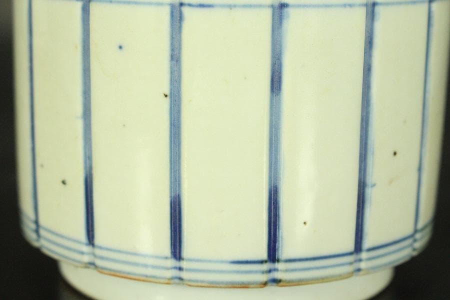 中国美術 青花 条紋 香炉 道光年製 φ11.1cm(A252)