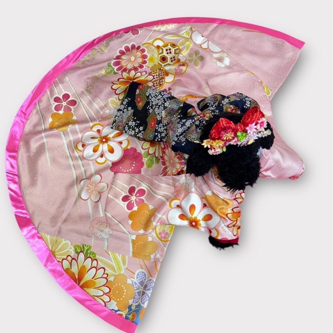 【新品特価ハンドメイド】ペット用　正絹　大振袖　サイズSM〜Ｌ