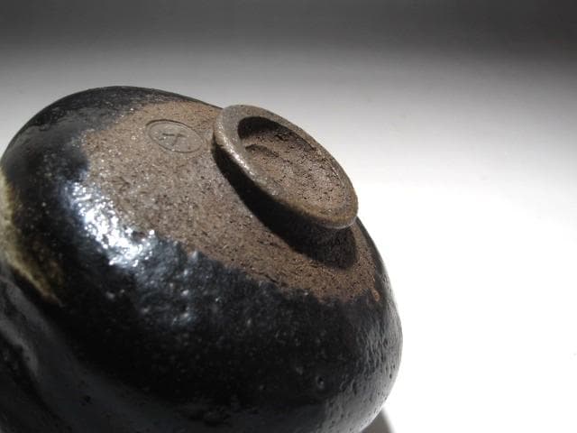 ★楽吉左衛門九代　了入　黒茶碗　富士の画　裏千家　十三代　円能斎の花押★x633