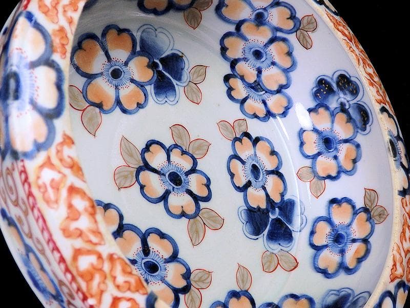 古伊万里　色絵 　桜花紋の図　大深鉢　E637AS-fbns