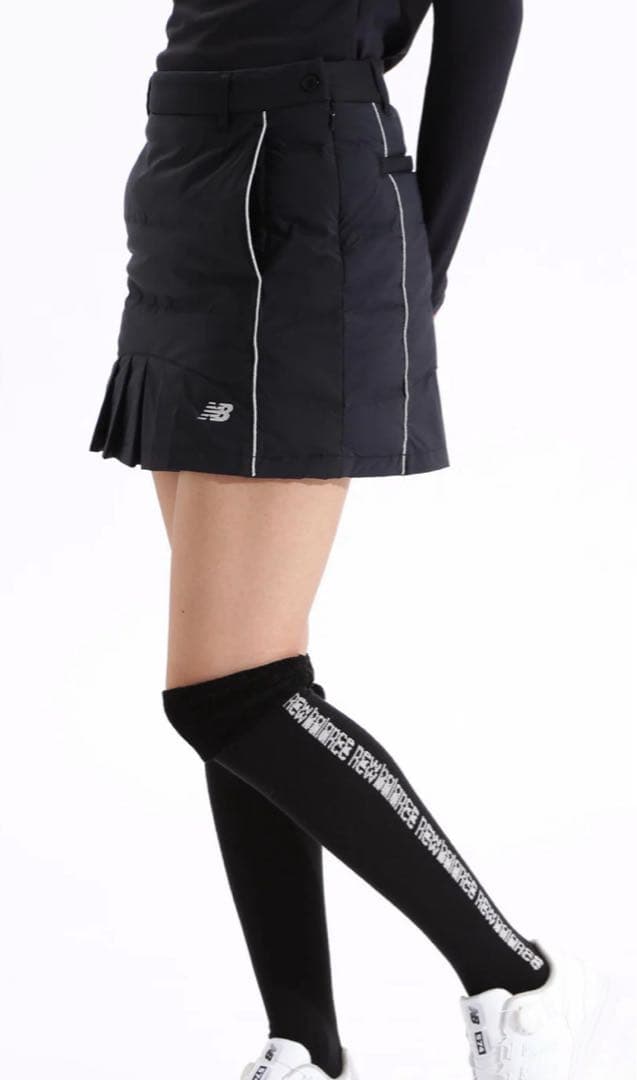 新品　ニューバランスゴルフ　スカート　ダウン　プリーツ　ウエストゴム　ブラック