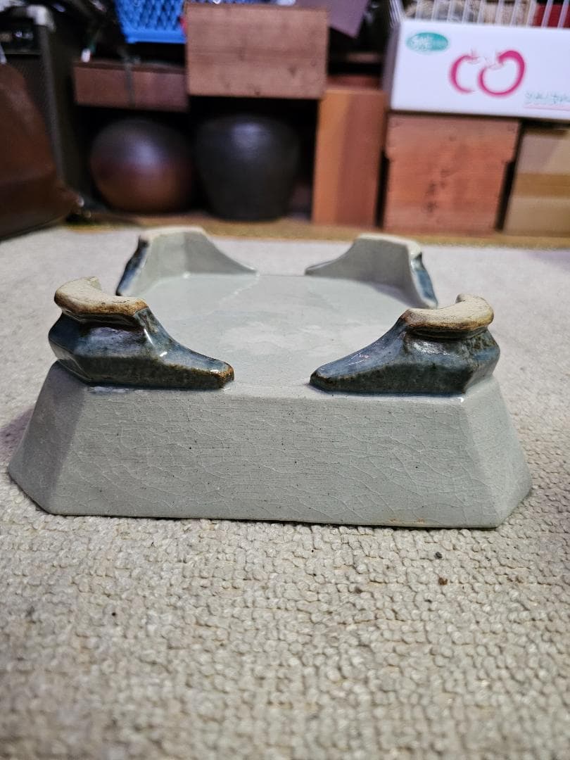 民藝 河井寛次郎？ 呉須百合辰砂角鉢 未鑑定品