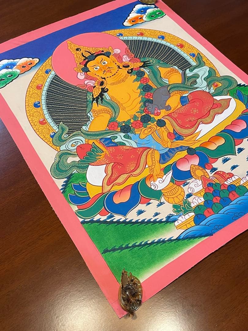 《手描き 肉筆画》宝蔵神 財宝神 シャンバラ クベラ 曼荼羅　Kubera 新品