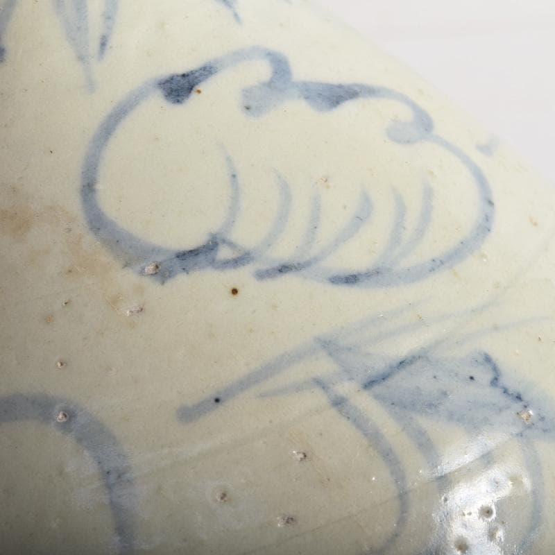 朝鮮美術　李朝　高麗白磁　染付　花草文　細口瓶　花瓶　時代箱付　V　8286A