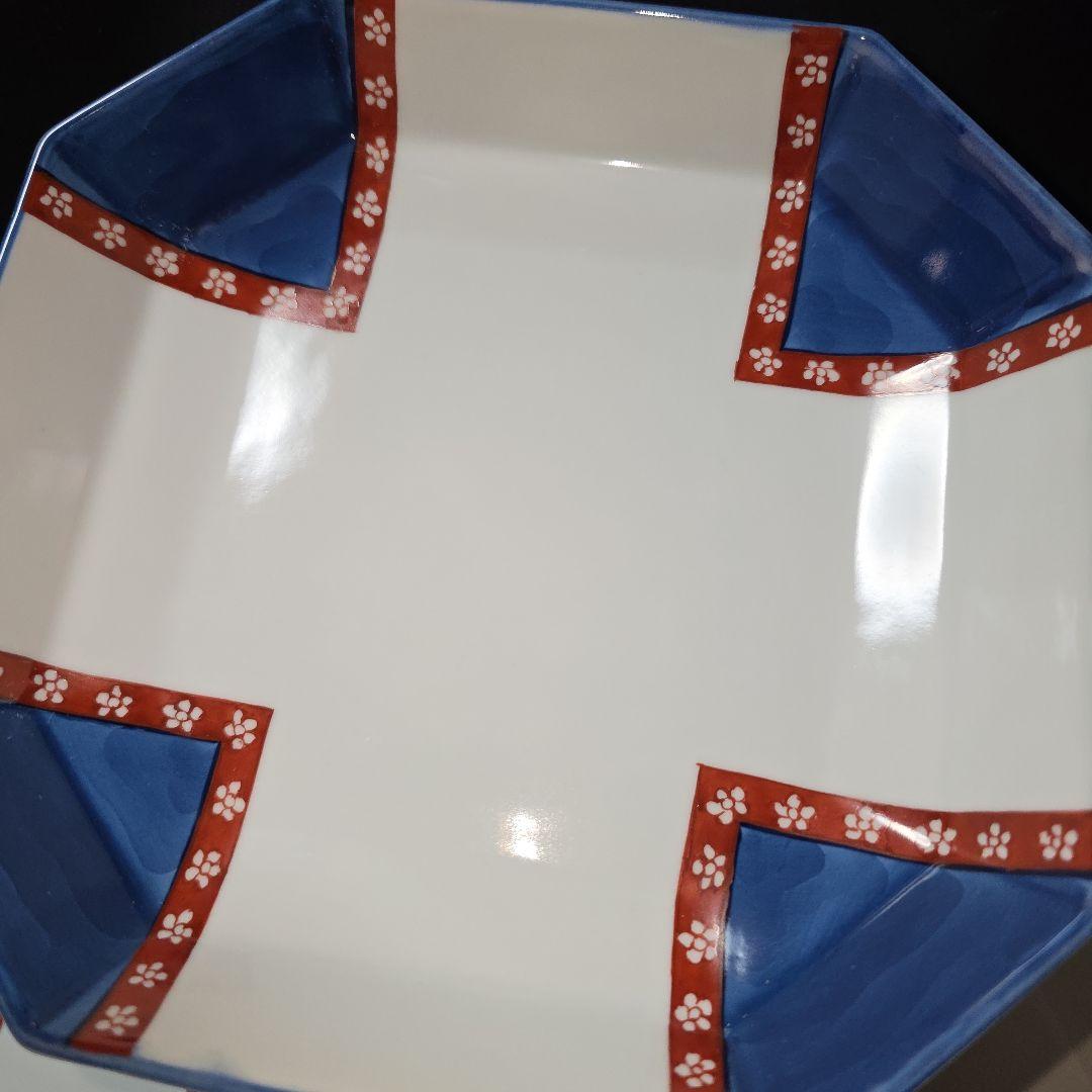 源右衛門 方皿 3枚 染錦梅小紋