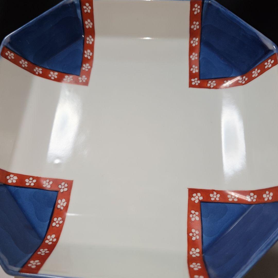 源右衛門 方皿 3枚 染錦梅小紋