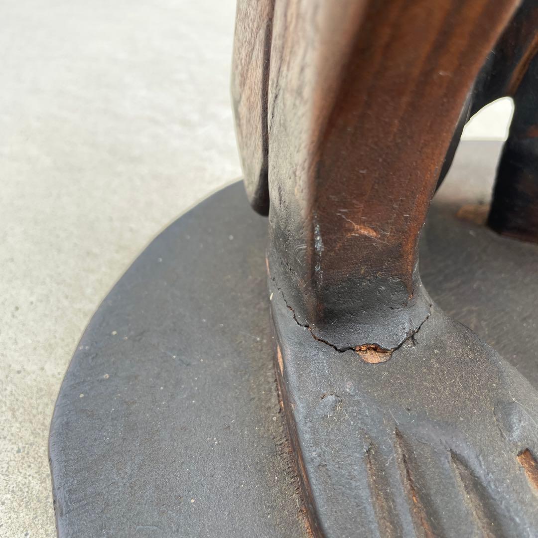 木製　木彫り　アフリカ　スツール　ガーゴイル　丸椅子　ヴィンテージ　民芸