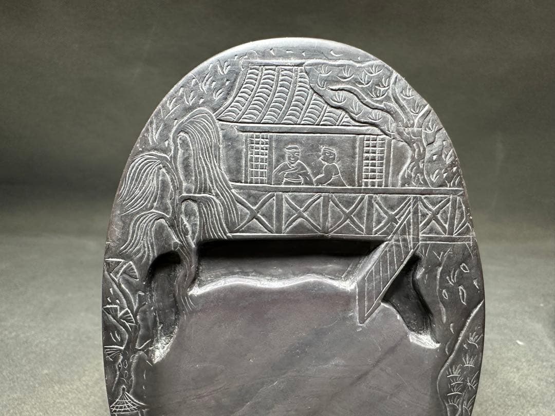 硯台　書道具　中国美術　置物　古美術品　 細密細工　骨董　アンティーク　彫刻