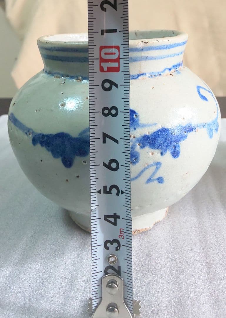 李朝染付小壷 中国古玩 朝鮮美術 染付葡萄蔦文壷