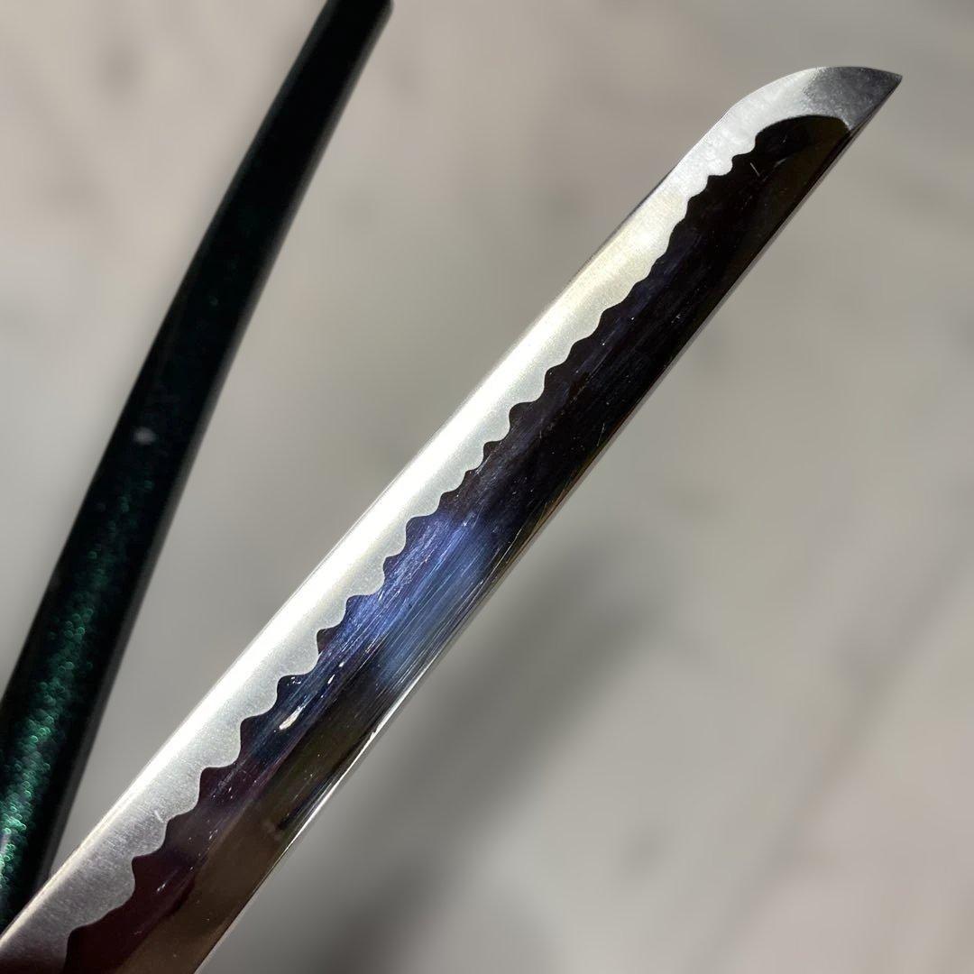 上級模造刀(下緒無し) 濃緑柄 菊花透し丸鍔 濃緑呂鞘