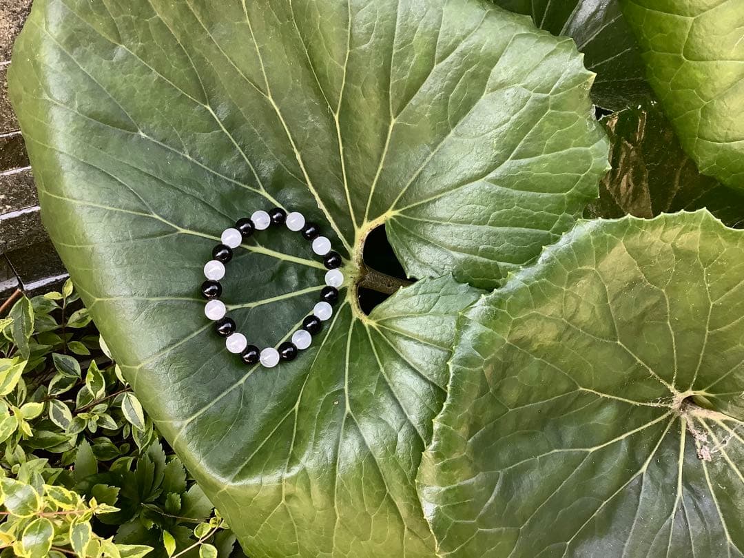 ✳希少貴重の黒平水晶*白黒ブレスレット‼️高品質を安価出品　おまとめ買い大歓迎‼️