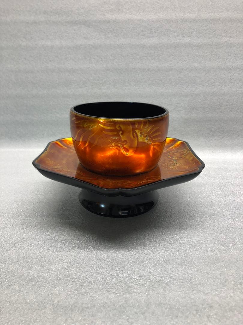 輪島塗　若島量平作　時代型　天目台　共箱