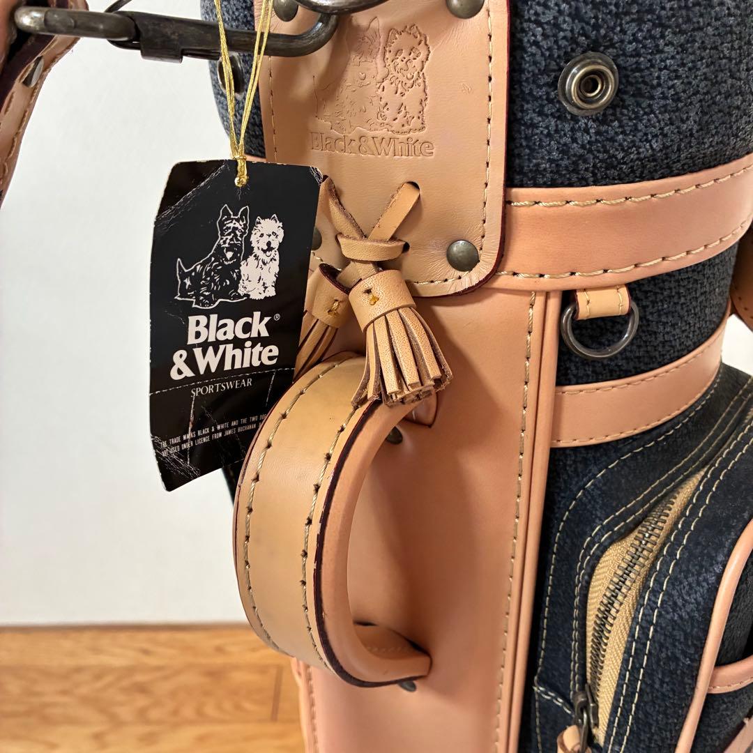 デッドストック貴重Black & White キャディバッグ 本革　7型