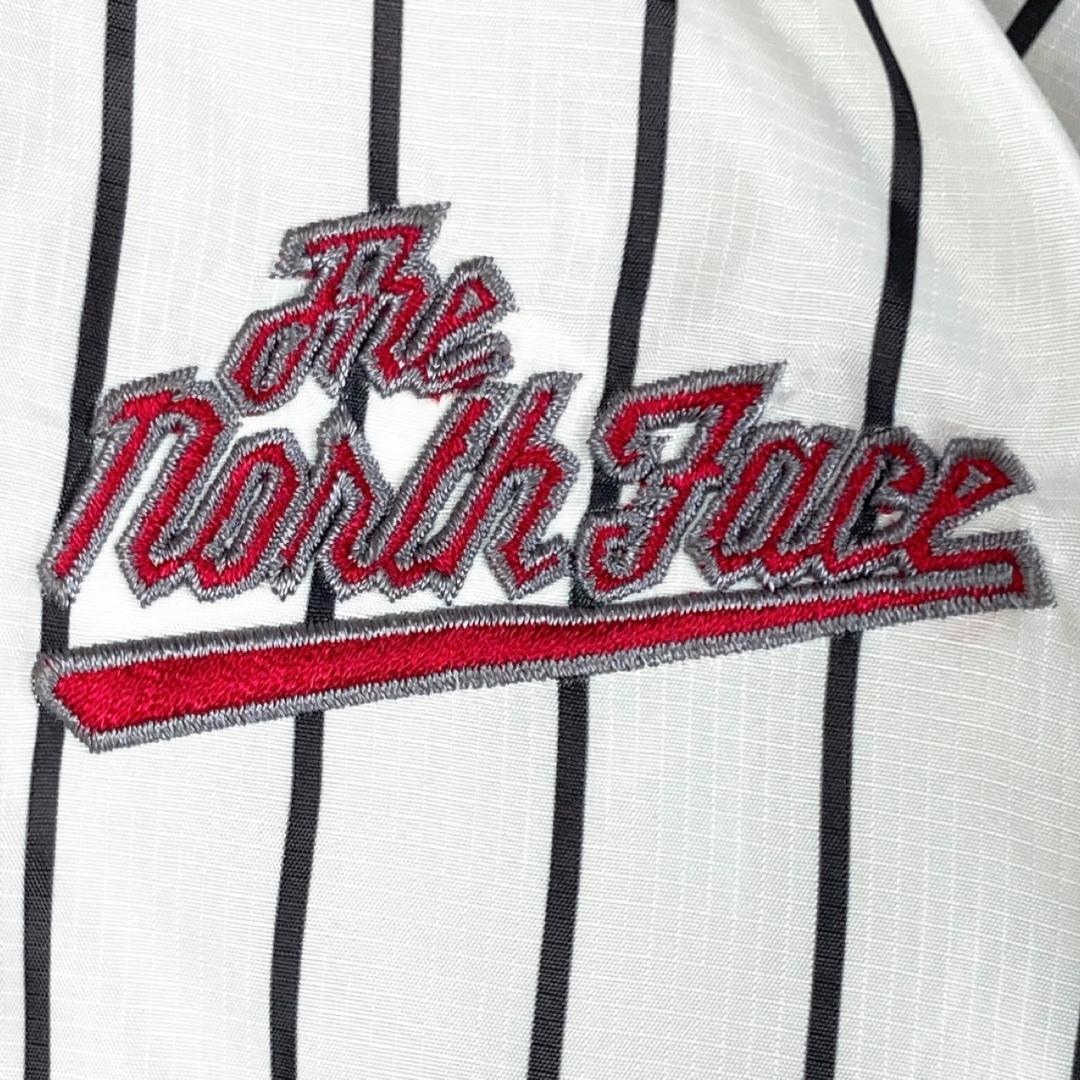 ノースフェイス　ナイロンジャケット　薄手　ロゴ刺繍　ストライプ柄　ドローコードS