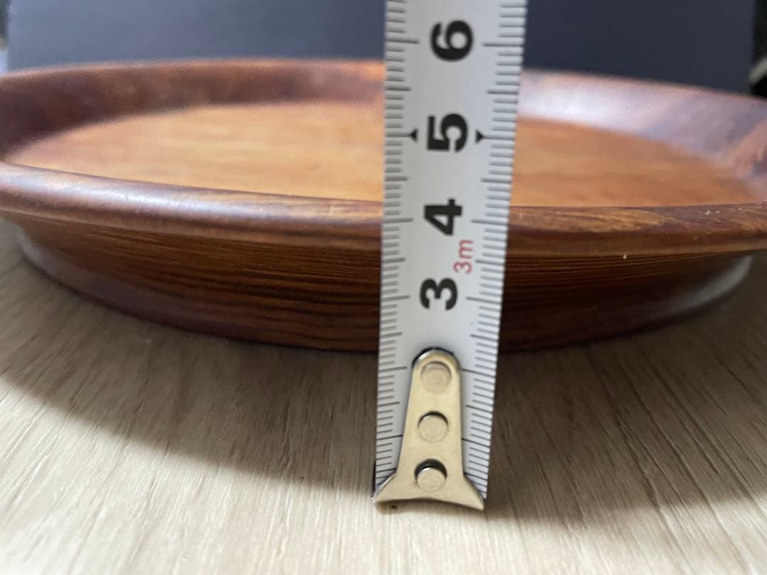 アンティーク 木地 丸盆　くり抜き盆　民藝 民芸 木目　天然木　32センチ