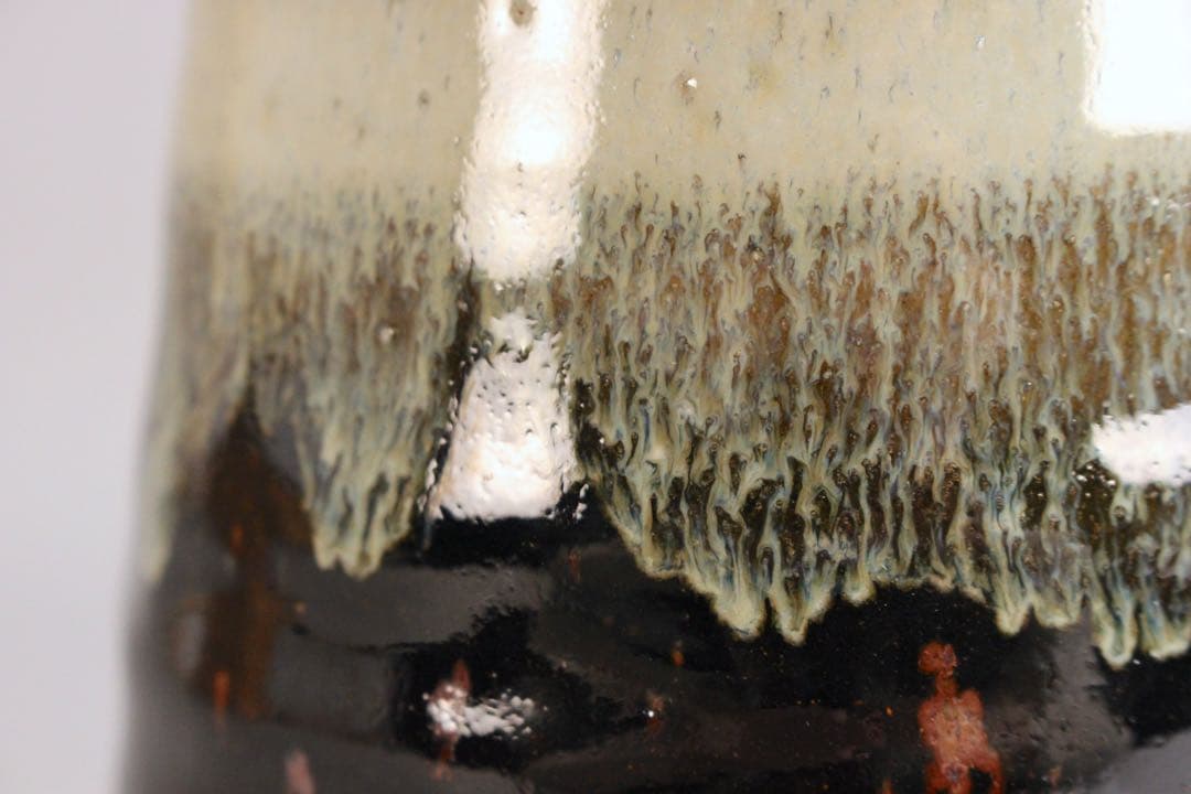 4438 益子窯　木村一郎 造　三彩壷　高さ19.7cm 陶印有　共箱　送料無料