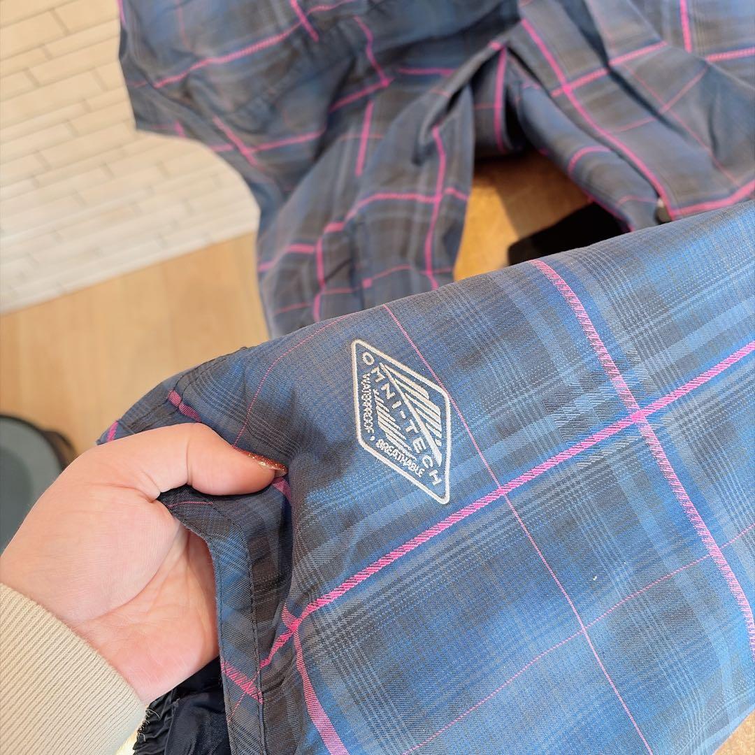 コロンビア スノーウェア S ピンク チェック 上下セットアップ オムニテック