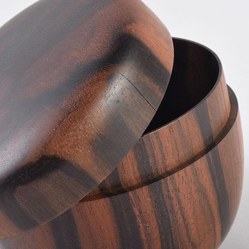 茶道具　天然木　黒柿製　無垢彫　綺麗な木目の棗　V　R8964