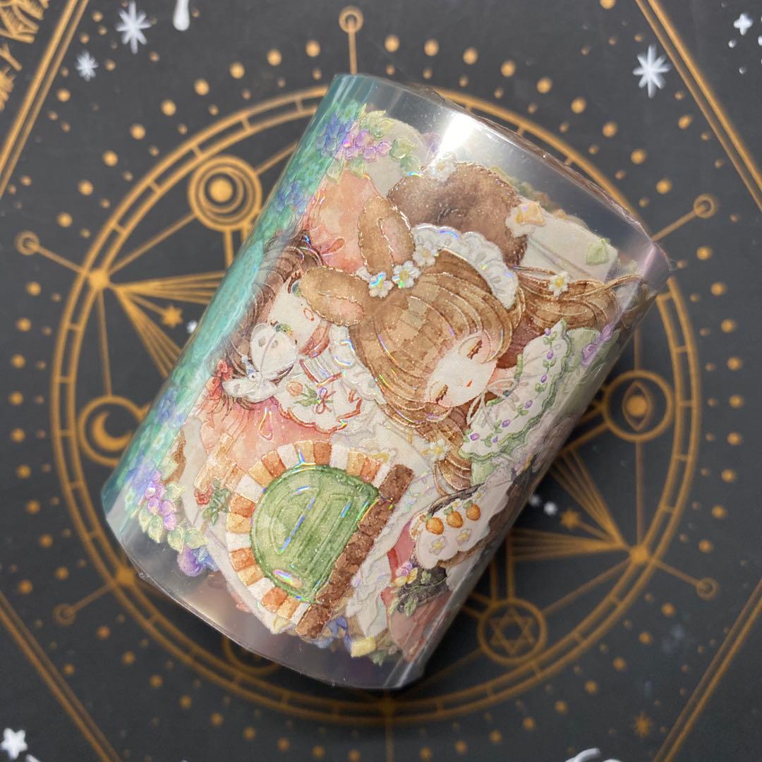 【U】海外　10m巻　貝殻光マスキングテープ　人物系　女の子