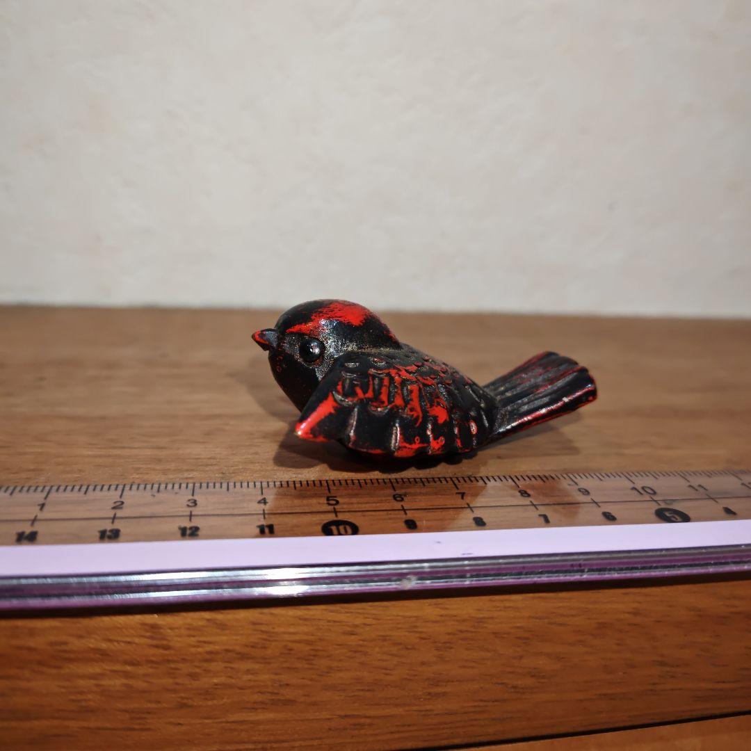 時代提物 極上木彫根付【福来雀】両羽根間約5.1cm 嘴尾間約6cm 重さ約8ｇ