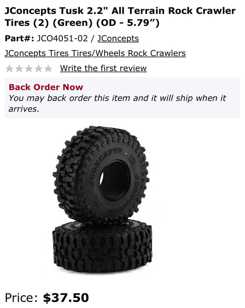 Axial SCX10 JCONCEPTS Tusk 2.2タイヤ