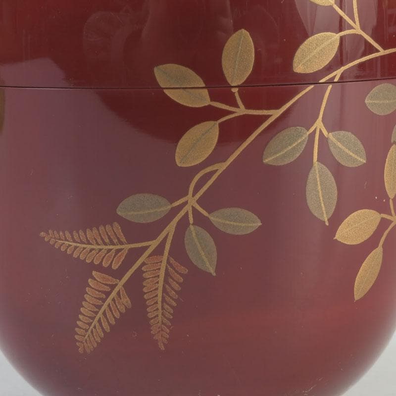 茶道具　朱塗　花草蒔絵　棗　時代箱付　V　9692