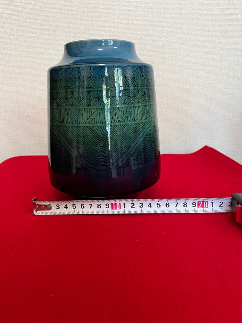 柳雨軒 三代 人間国宝 徳田八十吉（正彦銘） 碧明釉 小紋壺 管理T193