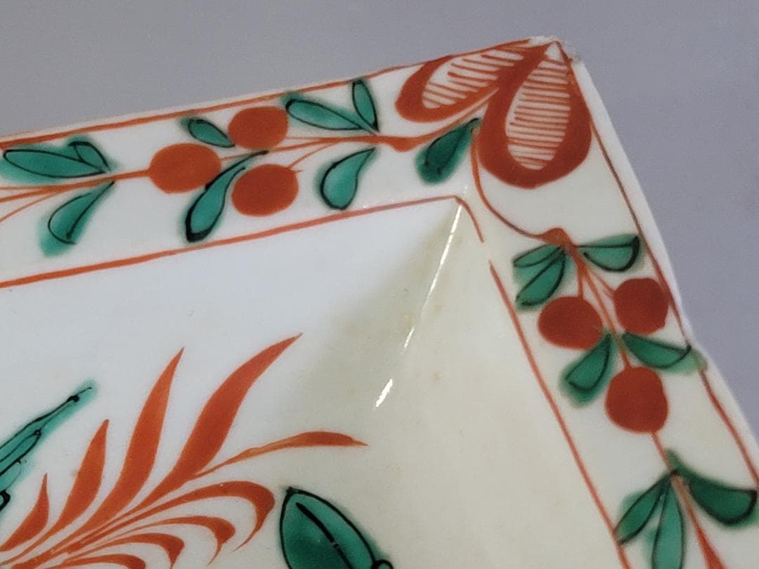 古美術 中国 呉須 赤絵 四角 皿 5個