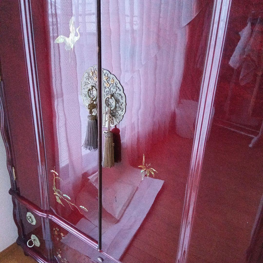 骨董洋服タンス　マホガニ貝細工