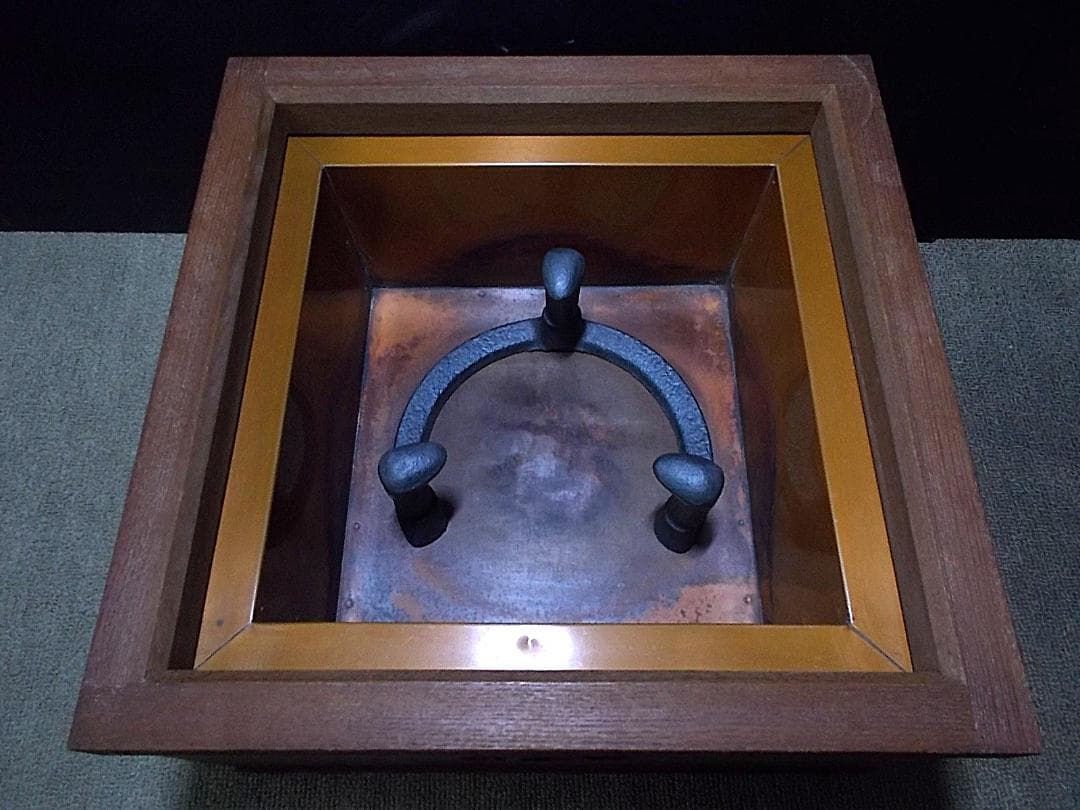 茶道具 置炉セット 釜師/佐藤浄清 霰鹿地紋茶釜 釜環 未使用五徳 送料込み