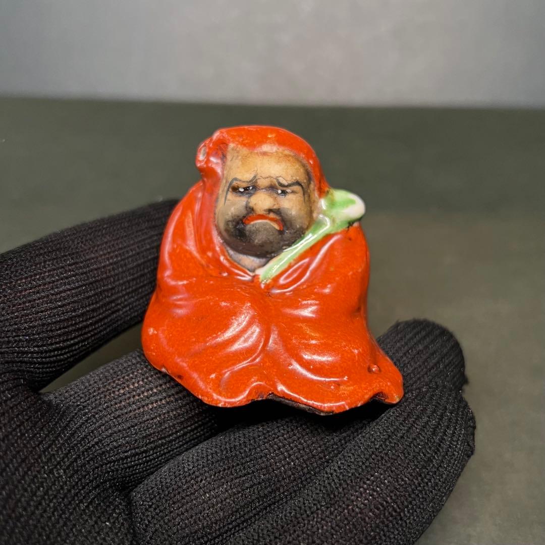 江戸後期〜明治期 古陶 達磨 水滴◎赤釉 だるま 書道具◎文房四宝◎古道具庵々