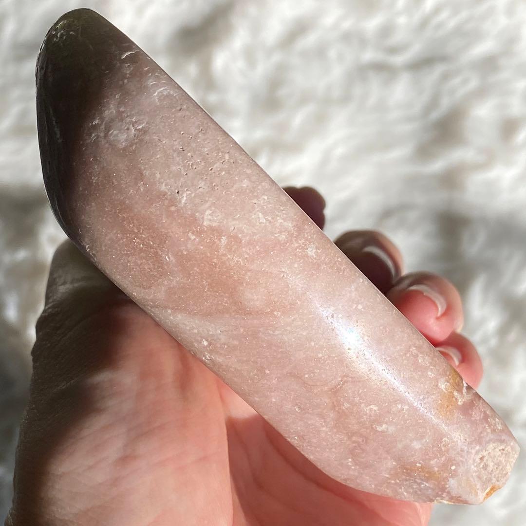 【 天然石 美しい ピンクアメジスト ハート おまけ台座付き481g 】