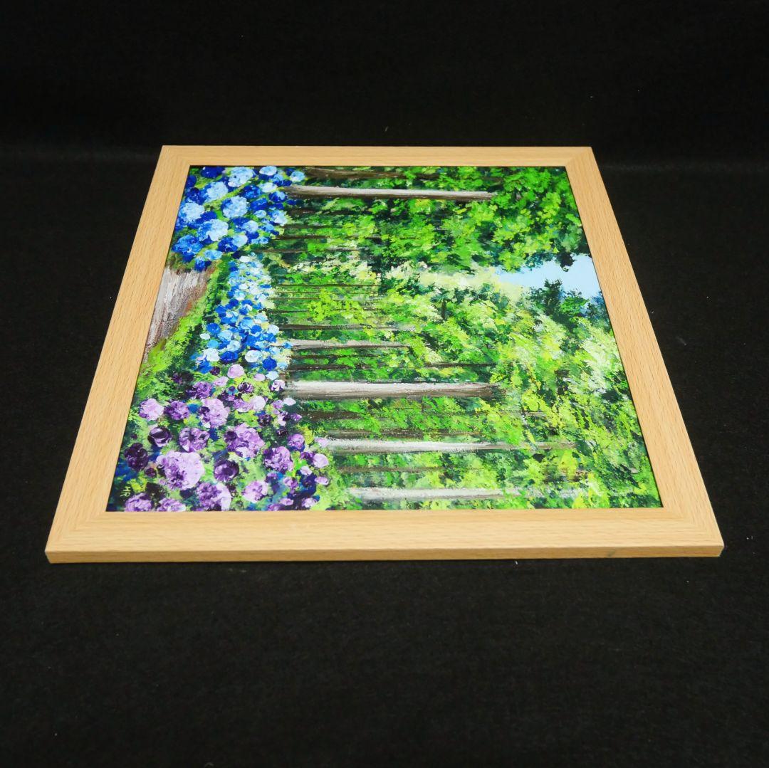 油絵 油彩 油彩画 絵 絵画【森の紫陽花】