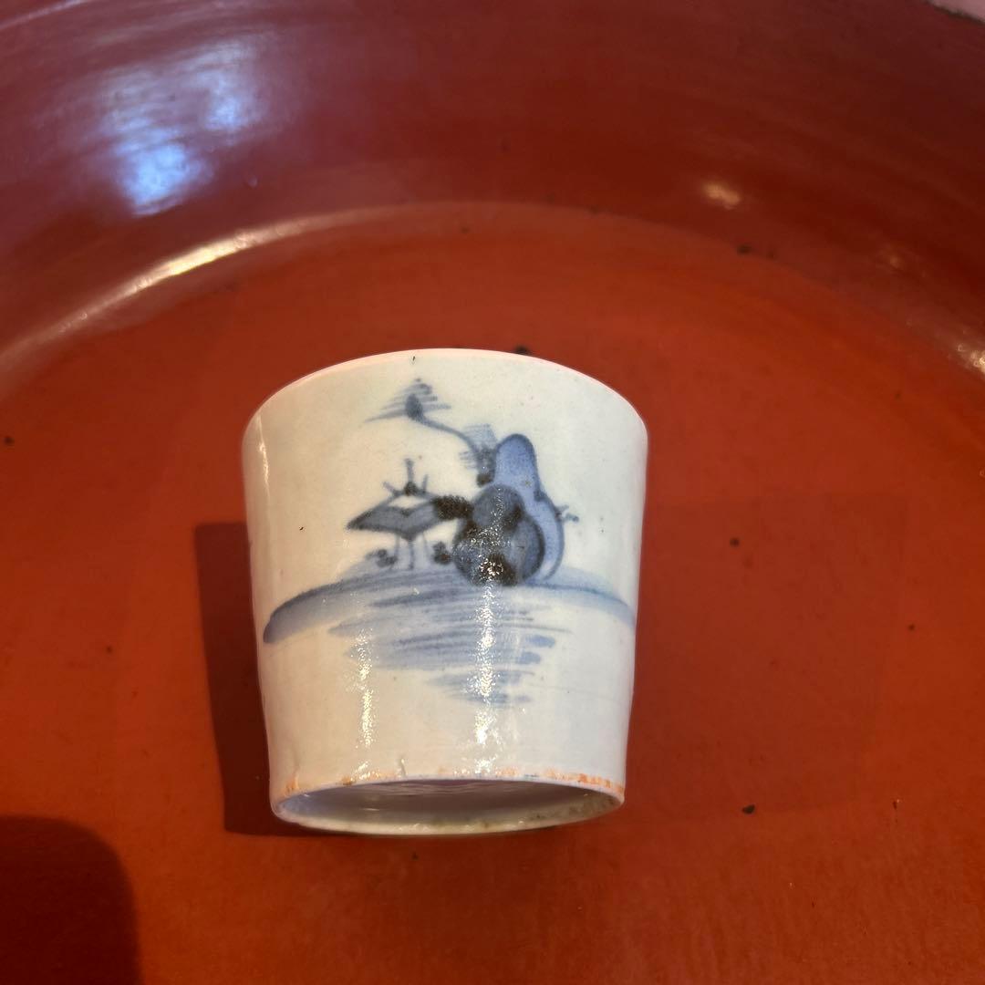 古伊万里　染め付け　蕎麦猪口　江戸中期　金継ぎ有り