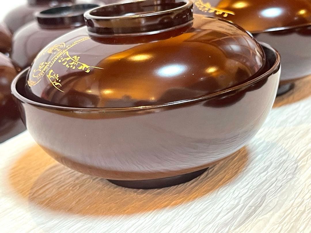 木製漆器　吸物椀　金蒔絵　骨董　時代物　アンティーク　10客① 149