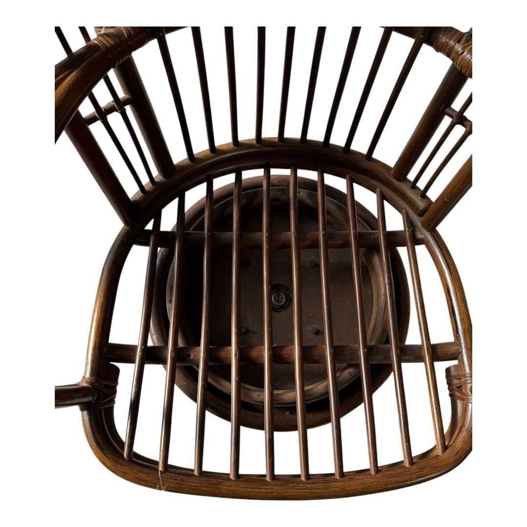 昭和レトロ 古家具 回転式ラタンチェア