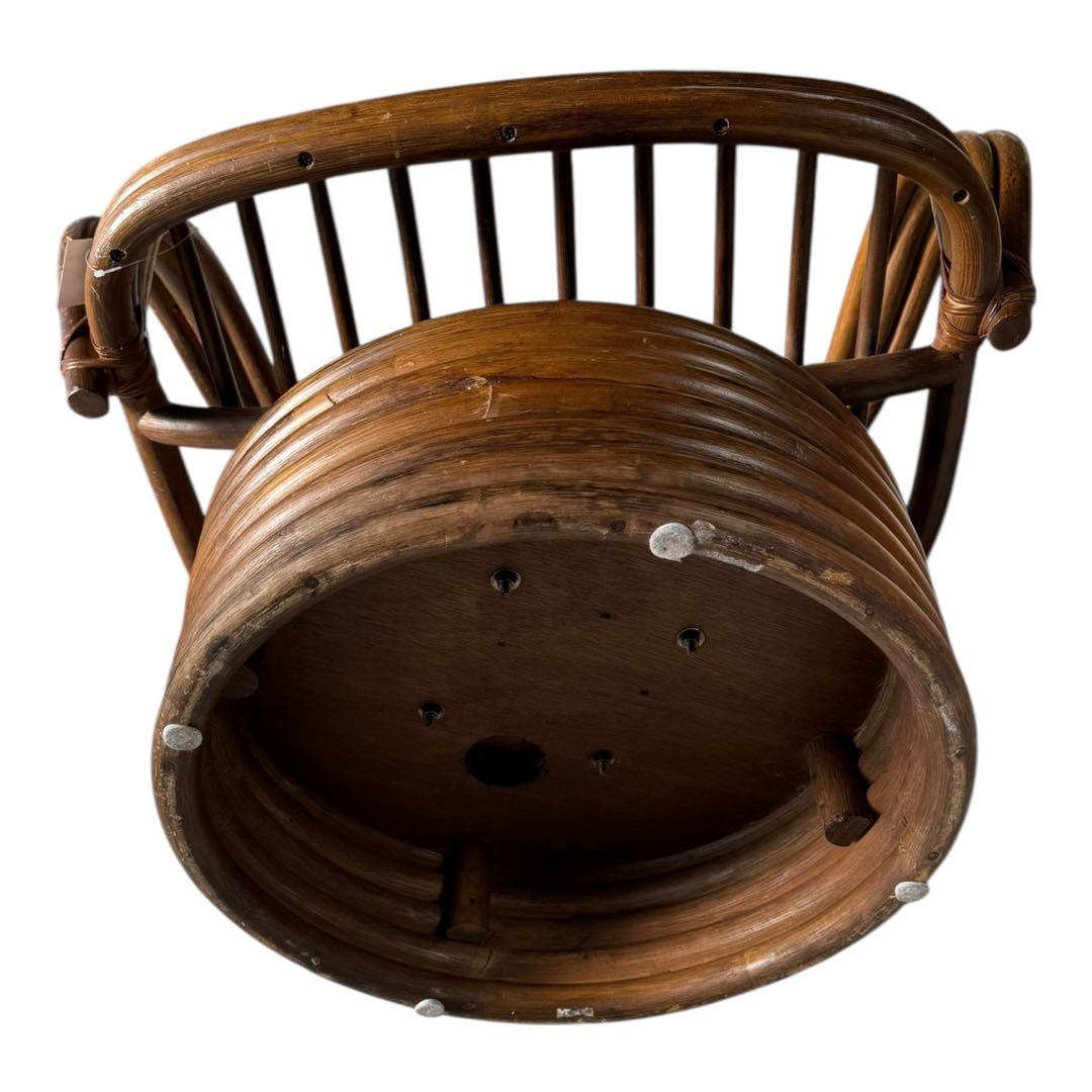 昭和レトロ 古家具 回転式ラタンチェア