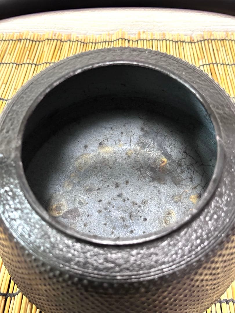 長期保管品　工房和秋金野 和秋作　１５型九重アラレ　南部鉄瓶　南部鉄器