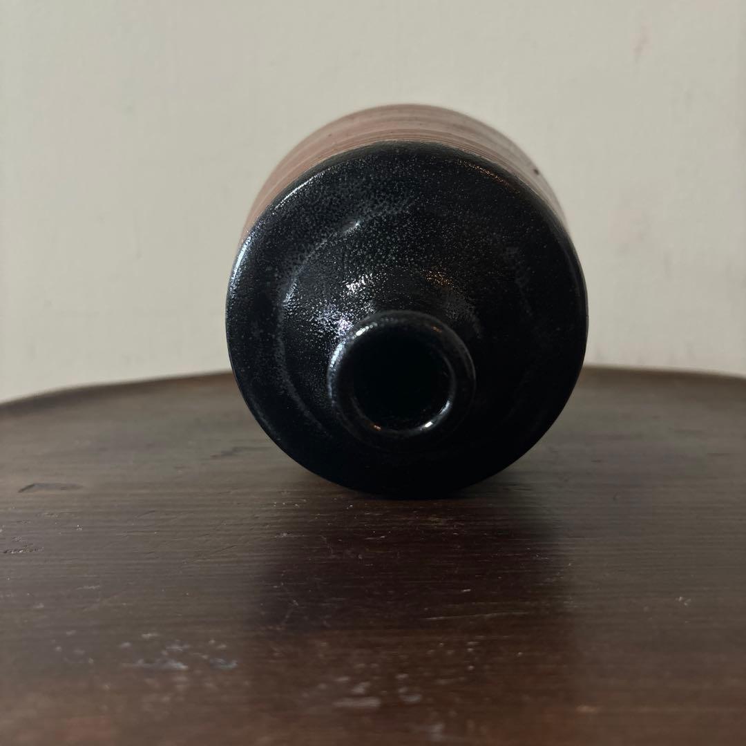 大堀相馬鉄釉徳利花入　古丹波天目釉　酒器　花器　骨董　アンティーク　茶道具　李朝